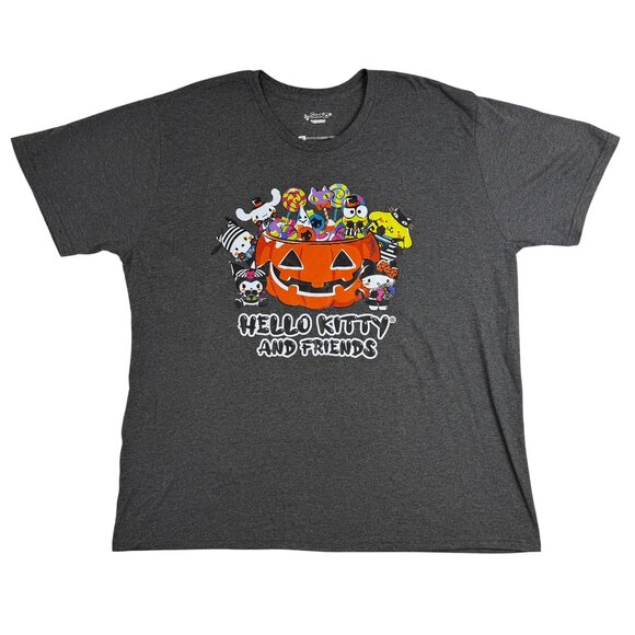 Sanrio Mens Gray Cotton/Polyester Hello Kitty Halloween Graphic T-Shirt Size 3XL - Picture 1 of 5